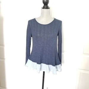 Lily White Ruffle Hem Knitted Top Size M